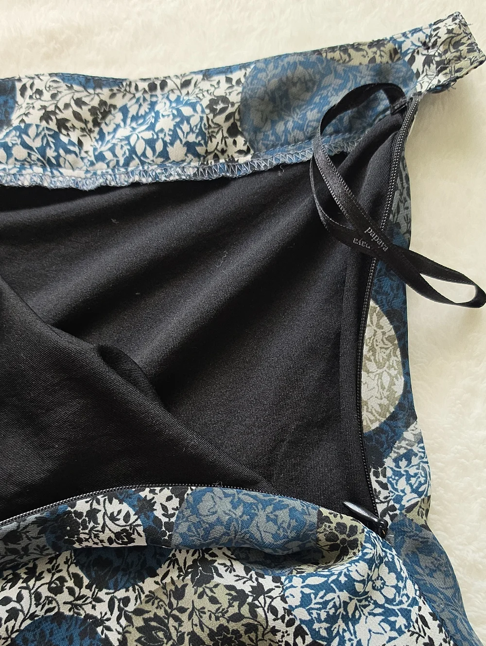 Papaya Blue Patterned A-Line  Skirt